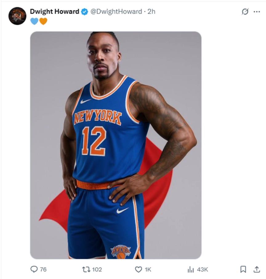 难道说？尼克斯步行者G4赛后 霍华德发推身披尼克斯战袍